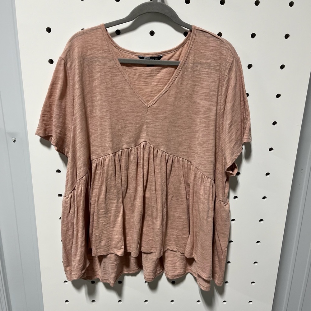 Stitch Star Women's Pink V-Neck Peplum Top Size 2X